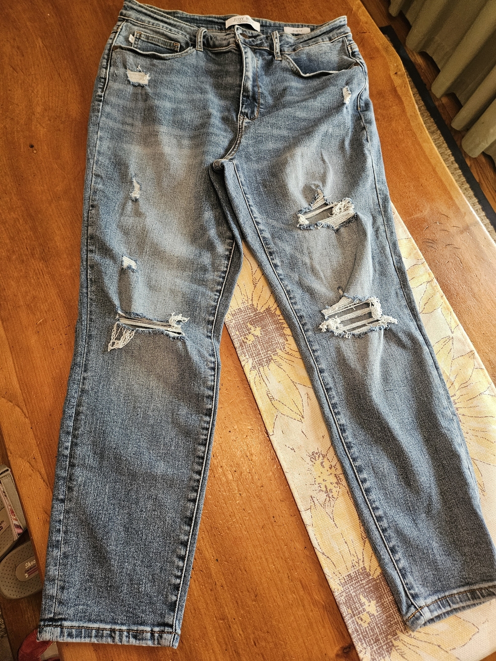 Judy Blue Distressed Light Blue Ripped Jeans